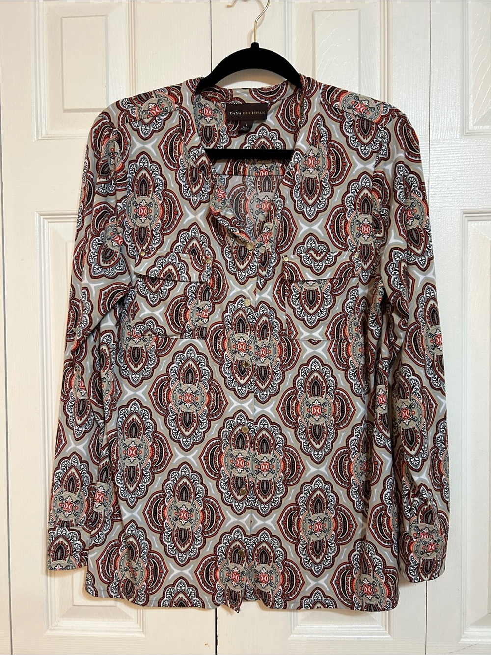 Dana Buchman Printed Long-sleeve blouse